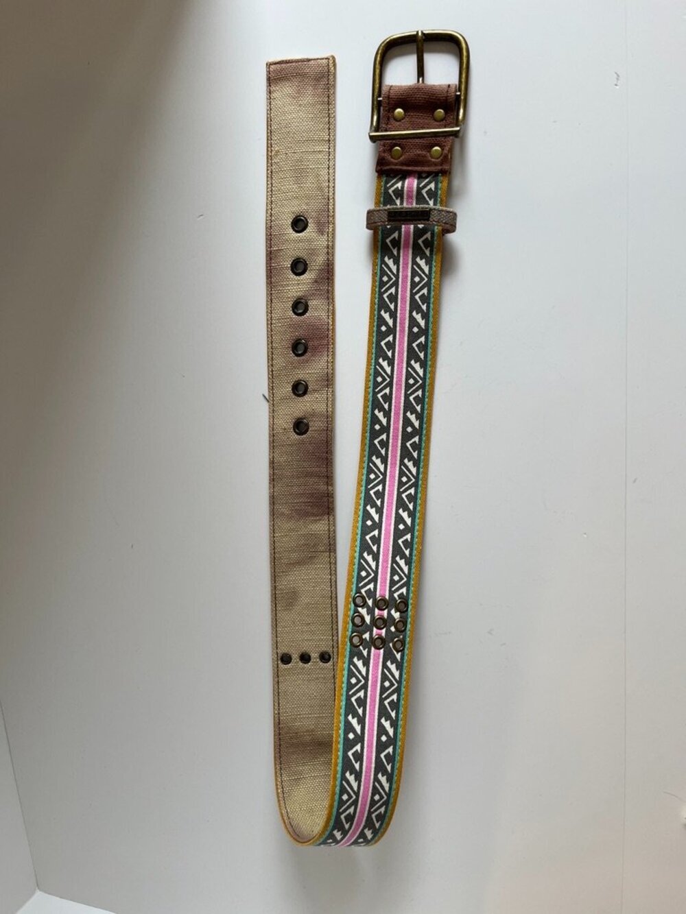 Billabong Aztec Stripe Canvas Belt Y2K Surf Boho Geometric - Picture 3 of 6